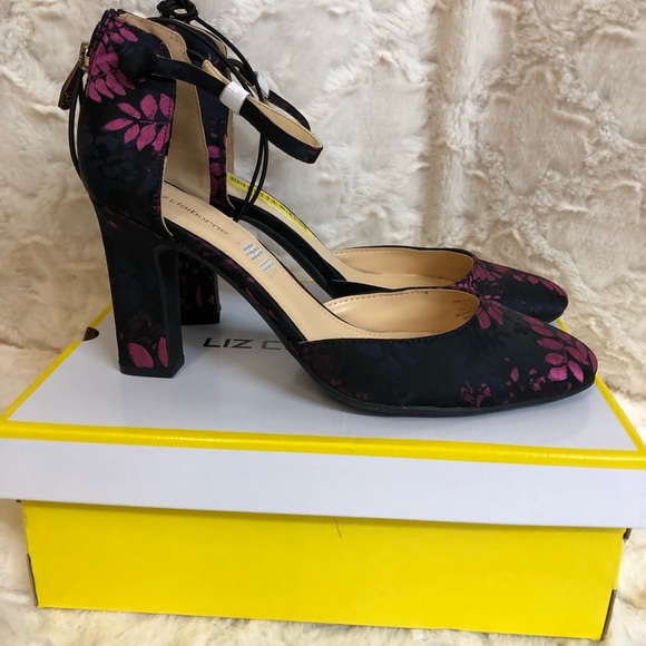 Liz Claiborne Ankle Strapped Brocade Winnie Heels - Picture 3 of 7